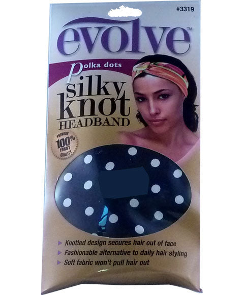 EVOLVE POLKA DOT SILKY KNOT HEADBAND  Color Black Durags and Caps Asetena Pa 