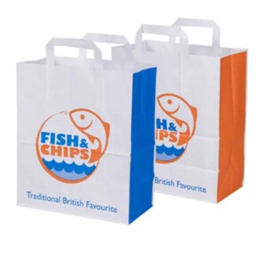 Fish & Chips Large Paper Carrier Bags (260x285x140mm) Case of 125