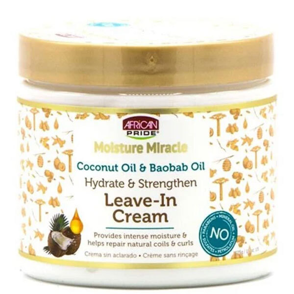 African Pride Moisture Miracle Coconut Oil & Baobab Oil Hydrate & Strengthen Leave-In Cream 15oz