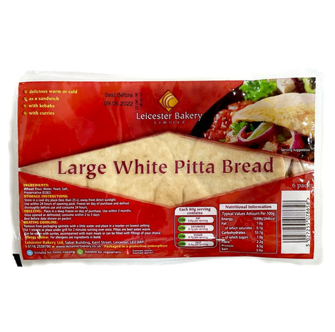 Leicester Bakery White Pitta Bread  1x6's