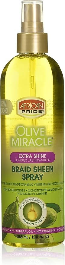 African Pride Olive Miracle Braid Sheen Spray Extra Shine 12oz