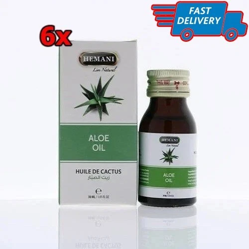 Hemani Aloe Oil 100% Pure Natural Aloe Vera Oil Live Natural 6 x 30ml