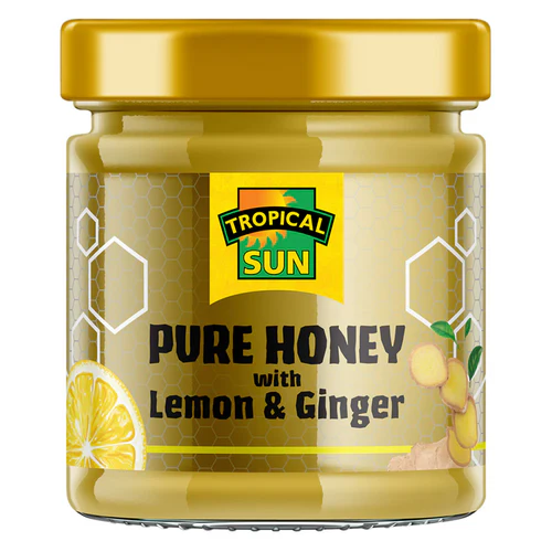 TROPICAL SUN HONEY GINGER LEMON 6 x 250G Food & Beverage Asetena Pa Tropical Sun Pure Honey with Lemon & Ginger Natural Immune Support Soothing 6 x 250g