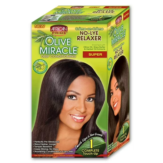 African Pride Olive Miracle Deep Conditioning No-Lye Relaxer Super Kit