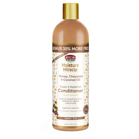 African Pride Moisture Miracle Honey, Chocolate & Coconut Oil Repair & Replenish Conditioner 16oz