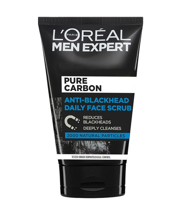 MEN EXPERT PURE CHARCOAL ANTI BLACKHEAD DAILY FACE SCRUB 100 ml Skin Wash Asetena Pa 
