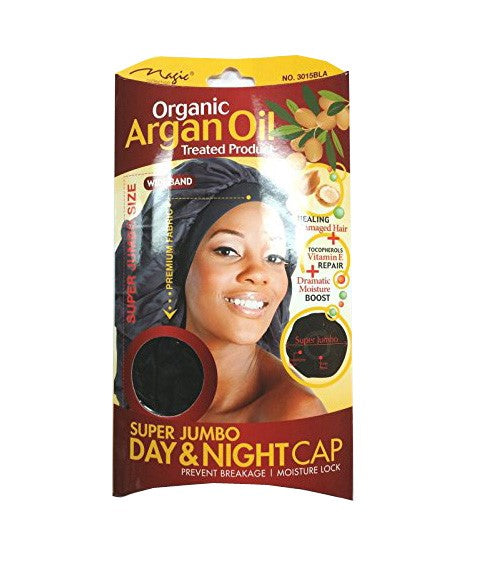 MAGIC COLLECTION ORGANIC ARGAN OIL DAY AND NIGHT CAP Super Jumbo Color 3015BLA Durags and Caps Asetena Pa 