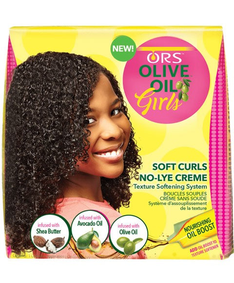 ORS OLIVE OIL GIRLS SOFT CURLS NO LYE TEXTURE SOFTENING SYSTEM 1 Appilcation Relaxer n Texturizer Asetena Pa 