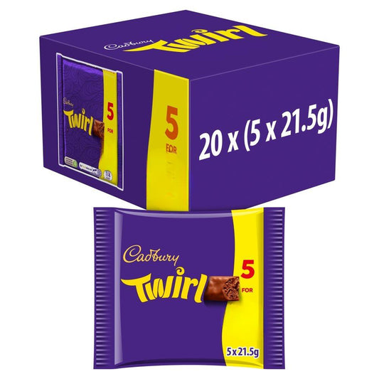 Cadbury Twirl Chocolate Bar 5 Pack Multipack 107.5g