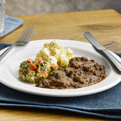 Simply Puree Level 6 Soft & Bite Sized Beef Stew & Dumplings 12 x 380g Ready Meals Asetena Pa 