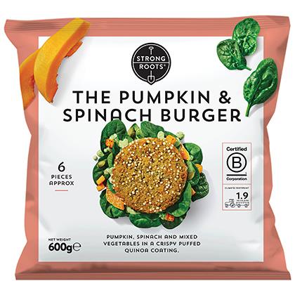 Strong Roots Pumpkin & Spinach Burger 4 x 600g Ready Meals Asetena Pa 