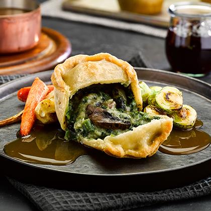 Vegan Mushroom  Spinach & White Truffle Oil Suet Pudding 24 x 230g Ready Meals Asetena Pa 