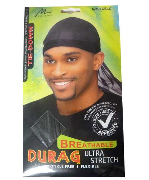 MAGIC COLLECTION TIE DOWN DURAG BREATHABLE  Color M3910BLK Durags and Caps Asetena Pa 