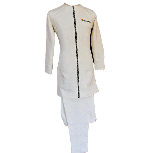 African Men's Outfits Full Sleeve Lavender Stylish Tops And Trouser 2 Piece Set