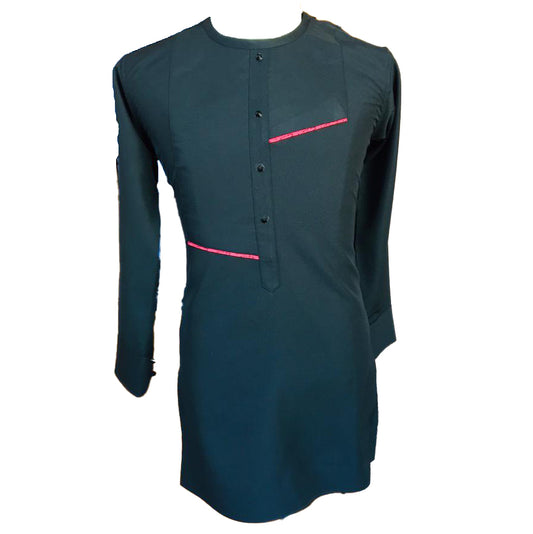 African Outfit Men's Cloathing Dark Navy & Red Stripe Unique Long Sleeve Top