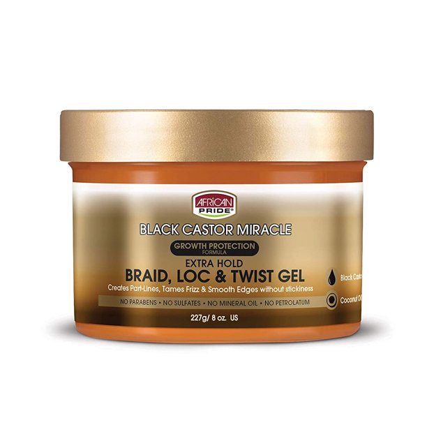 MASAfrican Pride Black Castor Miracle Extra Hold Braid, Loc & Twist Gel 8 oz-Food