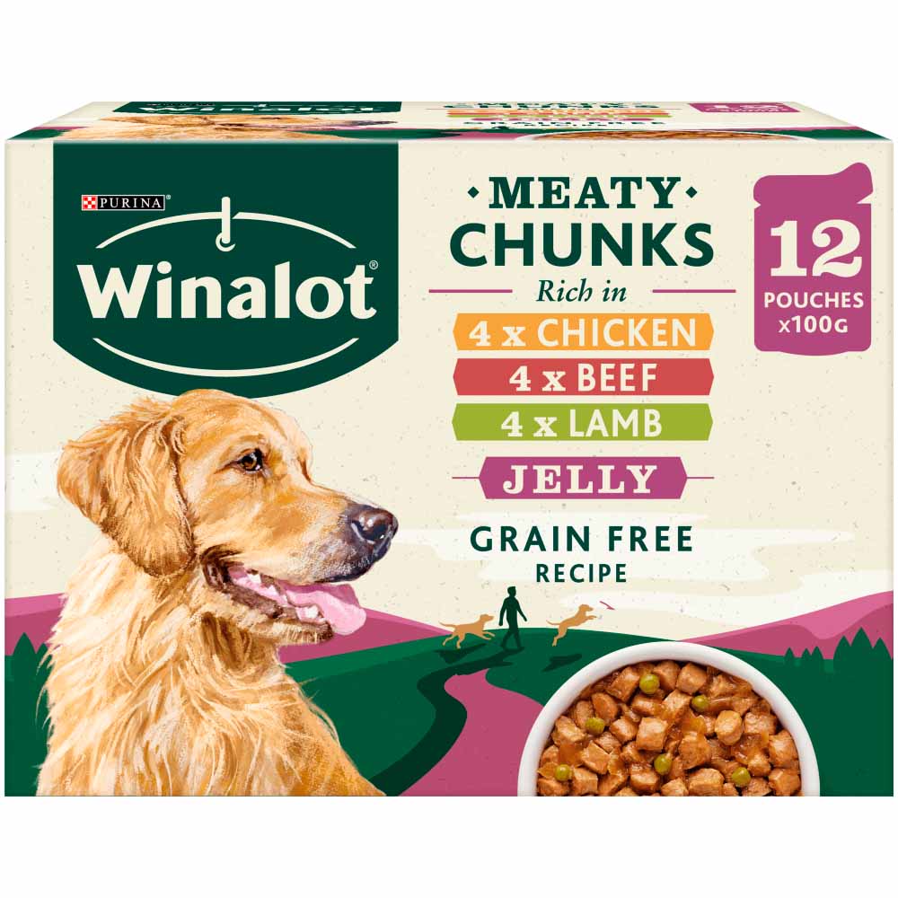 WINALOT Adult Dog Food Pouch Mixed in Jelly 12x100g-Food