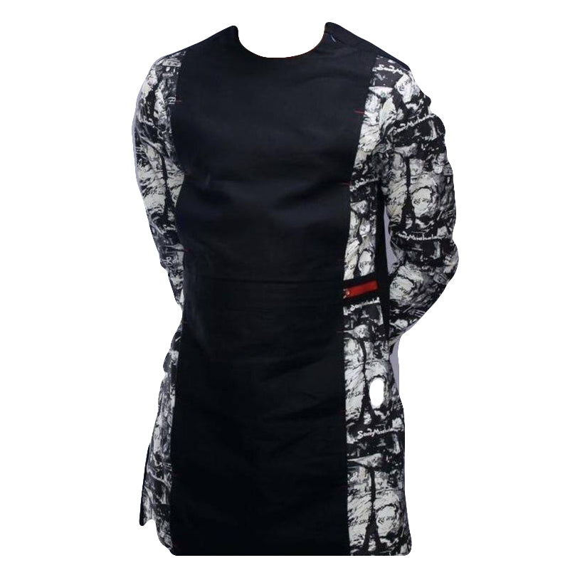 African Clothing Men's Outfits Black & Grey Print Long Sleeve Top Shirt