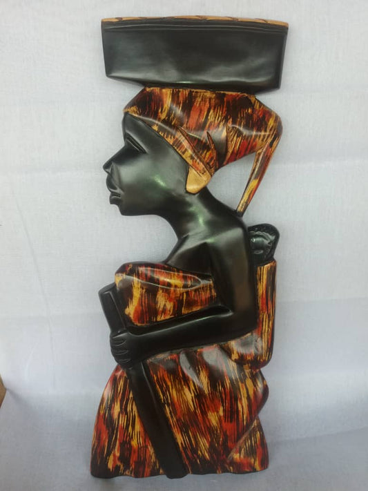 African "Rural Life" Wooden Statue