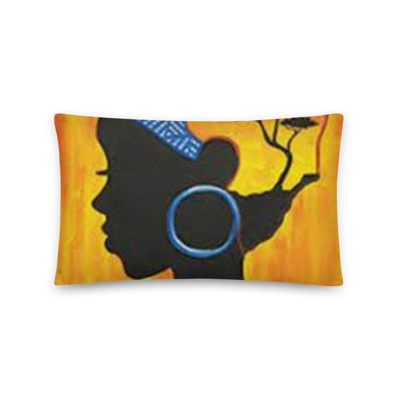 African Pillow Cover Home Decor Rectangular African Tribal Artwork Black Women Face Yellow & Black  Two Sides Printed Washable Pillowcase