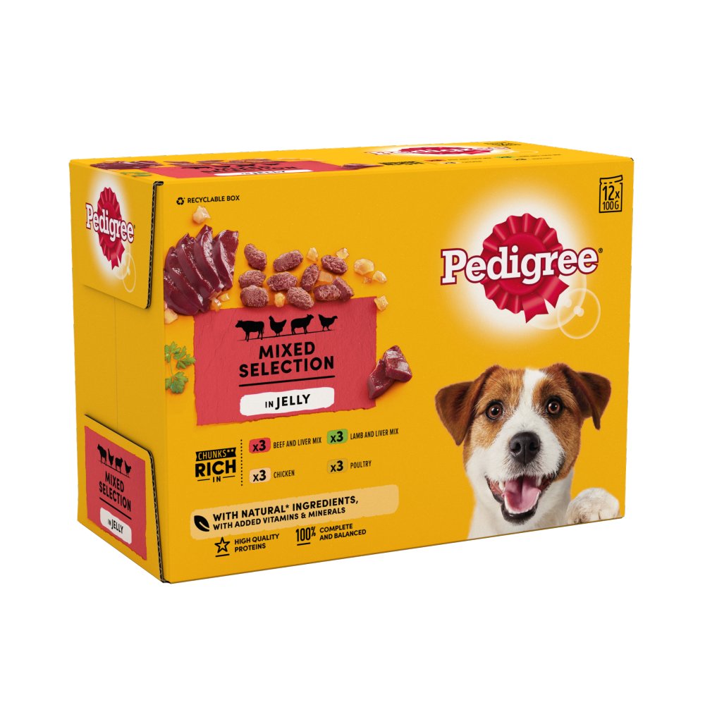 MASPedigree Adult Wet Dog Food Pouches Mixed in Jelly 12 x 100g-Food