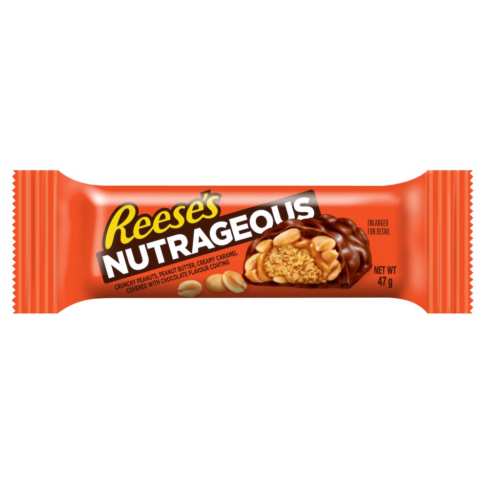 MASReese's Milk Chocolate flavour, Peanut Butter and Caramel Nutrageous Bar 47g-Food