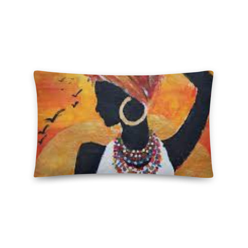 African Pillow Protector Cover Home Decor Rectangular Artwork African tribal Wearing round large ear ring Women Two Sides Printed Machine Washable Pillowcase