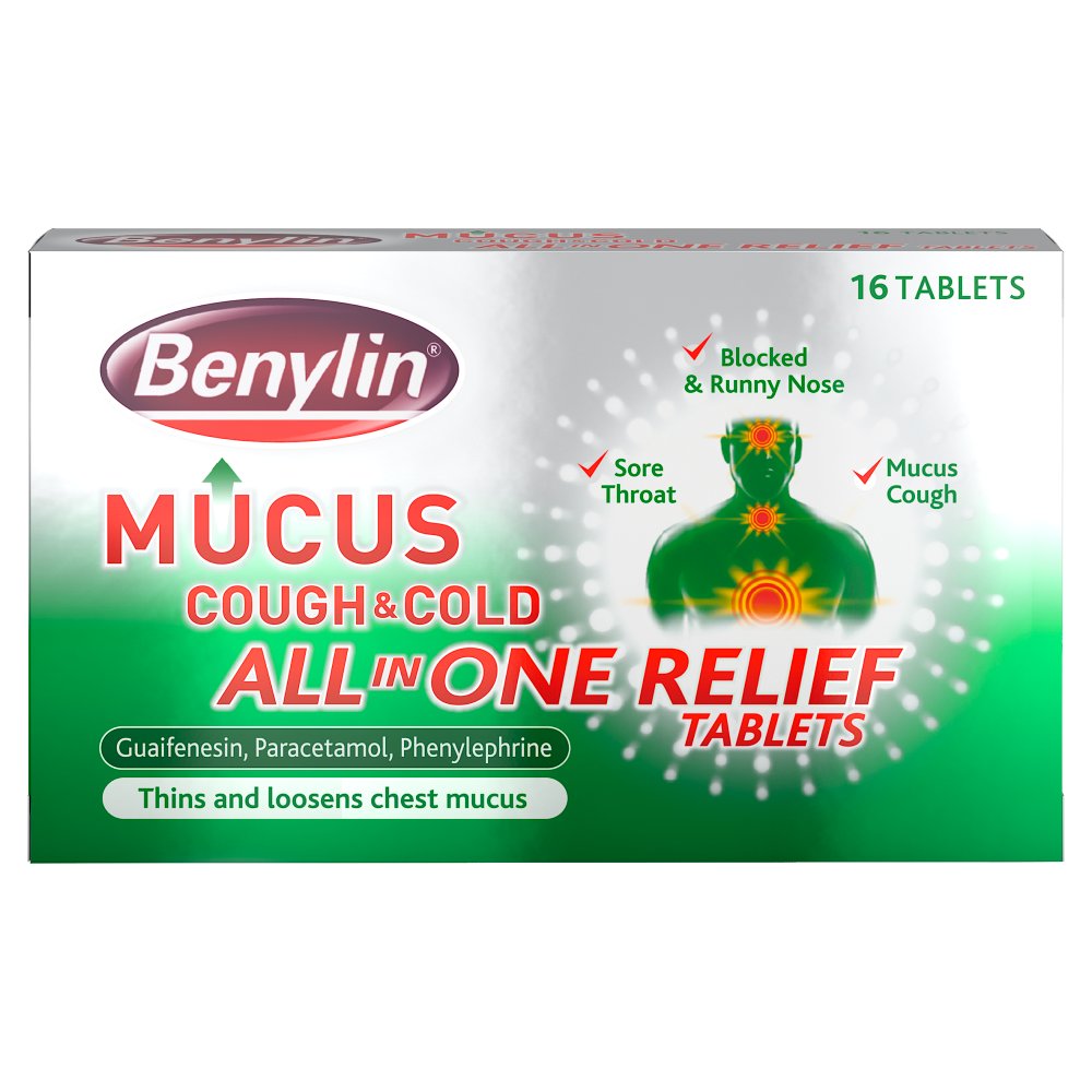 MASBenylin Mucus Cough & Cold All in One Relief Tablets 16 Tablets-Food