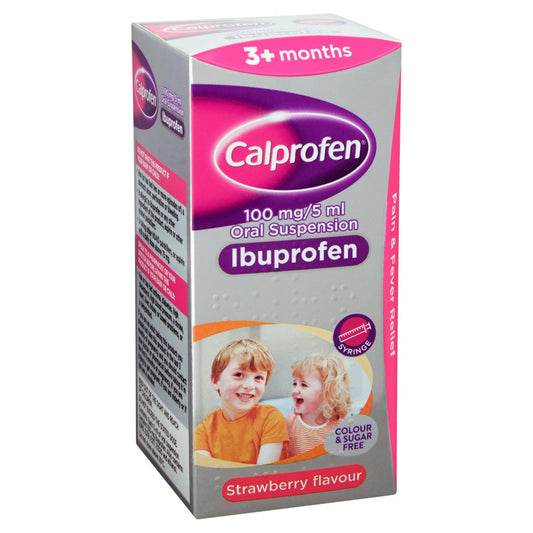 MASCalprofen 100mg/5ml Oral Suspension Ibuprofen Strawberry Flavour 3+ Months 100ml-Food