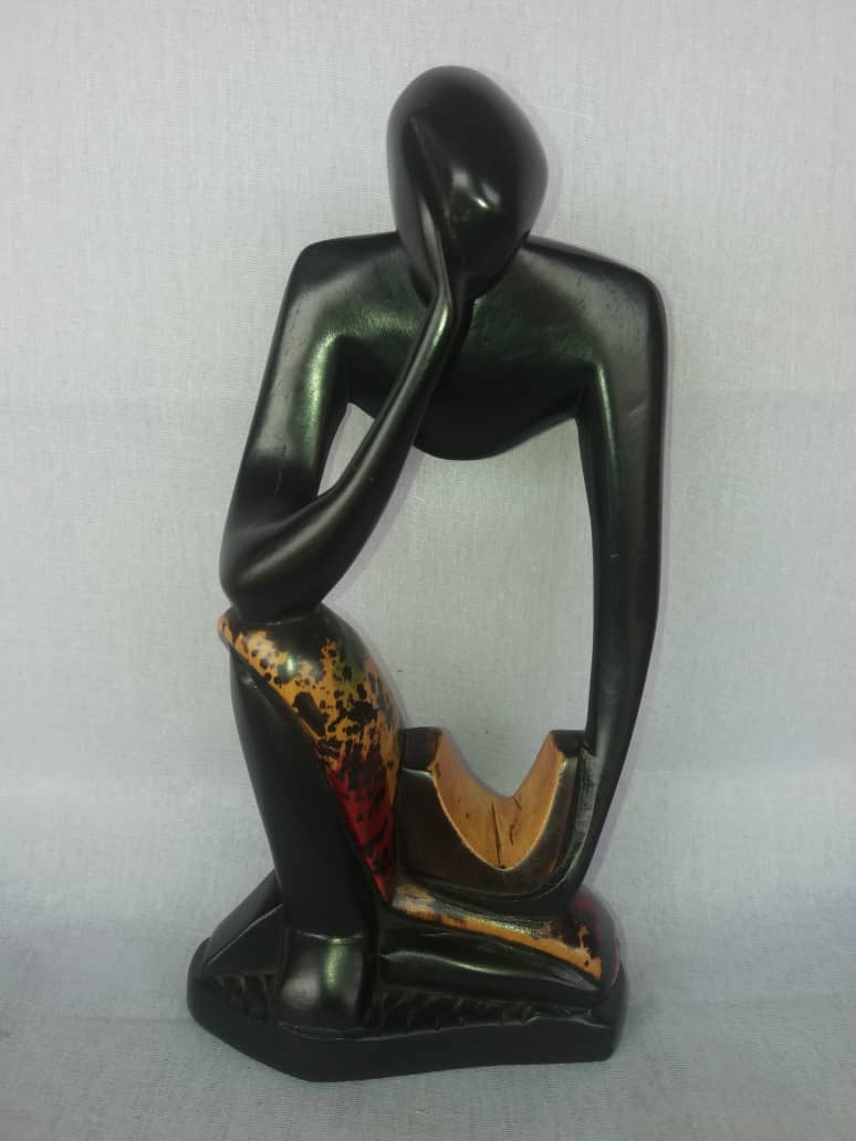 African Wooden Thinker Statue