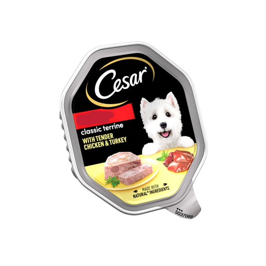 Cesar Classics Terrine Dog Food Tray Chicken & Turkey in Loaf 150g