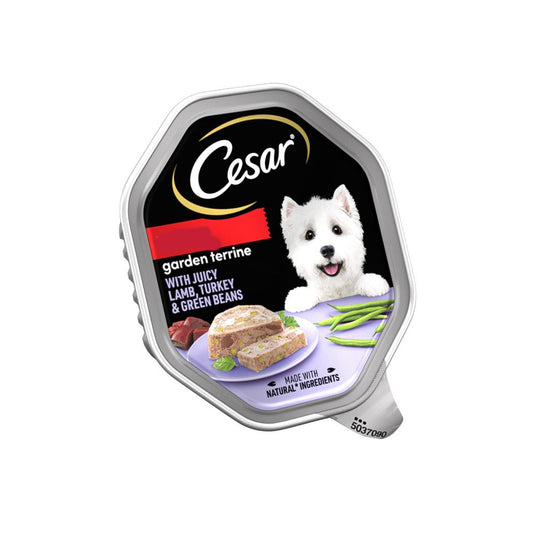 Cesar Garden Terrine Dog Food Tray Turkey & Lamb in Loaf 150g