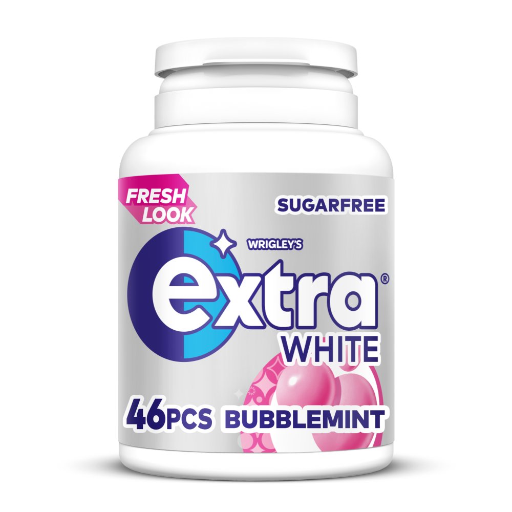MASExtra White Bubblemint Chewing Gum Sugar Free Bottle 46 Pieces-Food