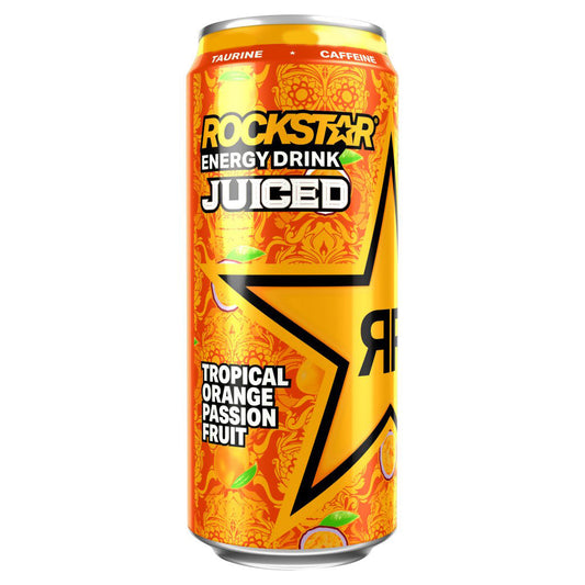Rockstar Energy Drink Juiced Tropical Orange Passion Fruit Can 500ml-Food