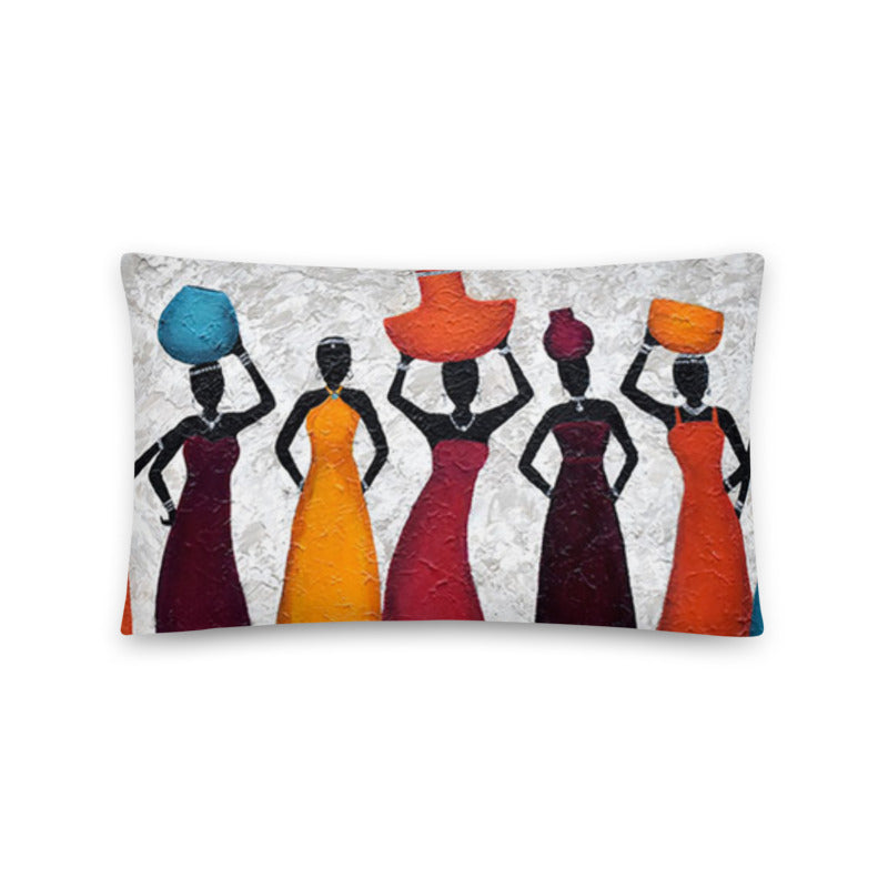 African Pillow Protector Cover Home Decor Rectangular African tribal women carrying pots over head Two Sides Printed Machine Washable Pillowcase