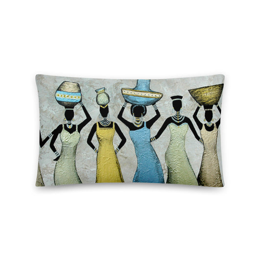 African Pillow Protector Cover Home Decor Rectangular Black women holding pots over head Two Sides Printed Machine Washable Pillowcase