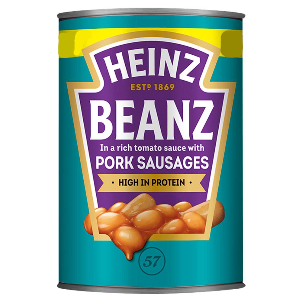 MASHeinz Beanz in a Rich Tomato Sauce with Pork Sausages 415g-Food