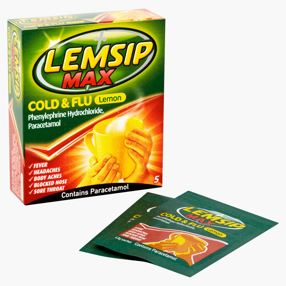 MASLemsip Max Cold & Flu Lemon 5 Sachets-Food