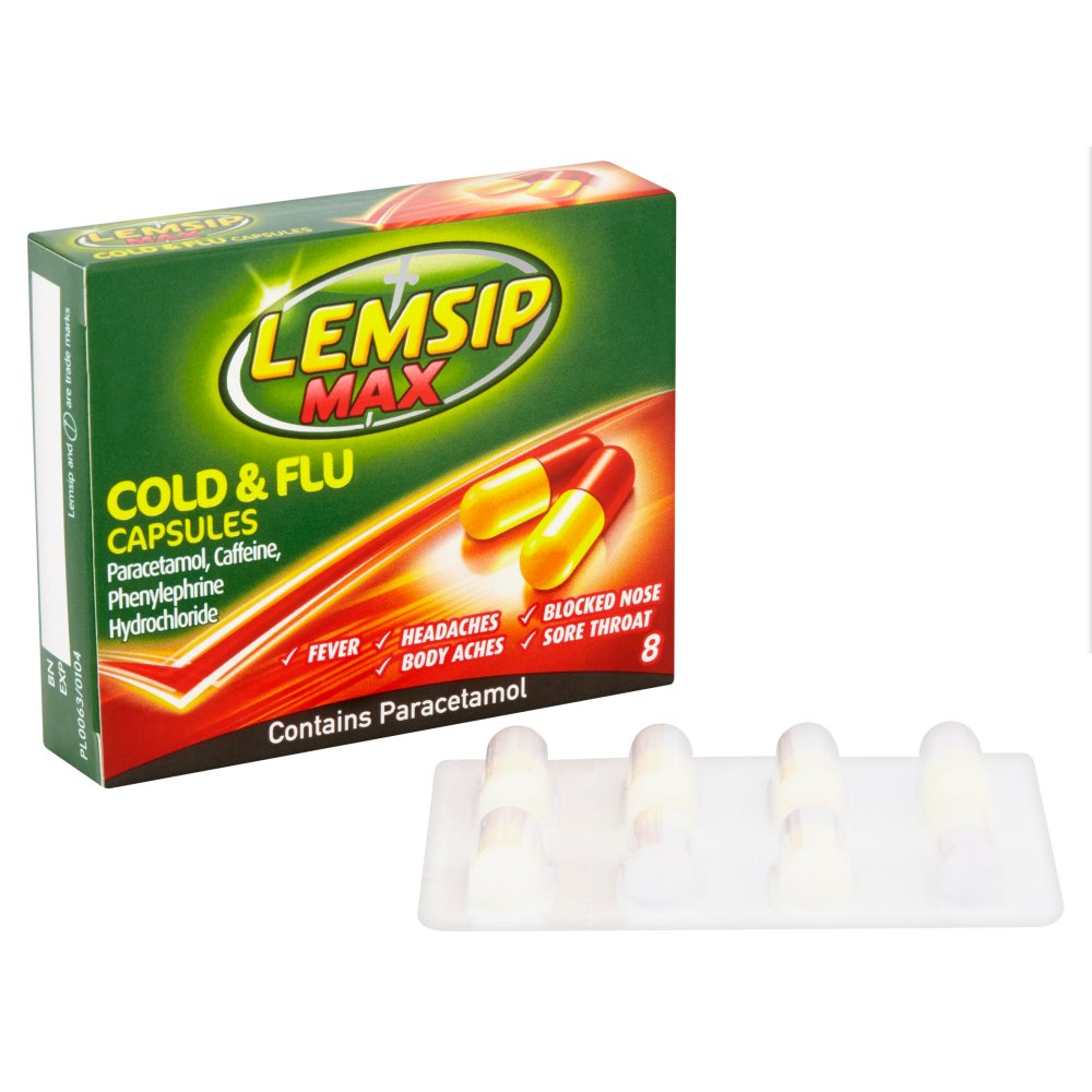 MASLemsip Max Cold & Flu Capsules 8 Capsules-Food