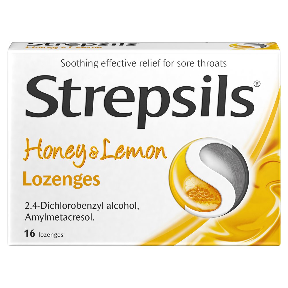 Strepsils Honey & Lemon Lozenges x16 for Sore Throat-Food
