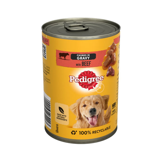 Pedigree Adult Wet Dog Food Tin Beef in Gravy 400g