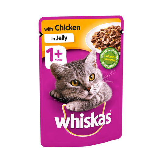 Whiskas Adult Wet Cat Food Pouches Chicken in Jelly 100g