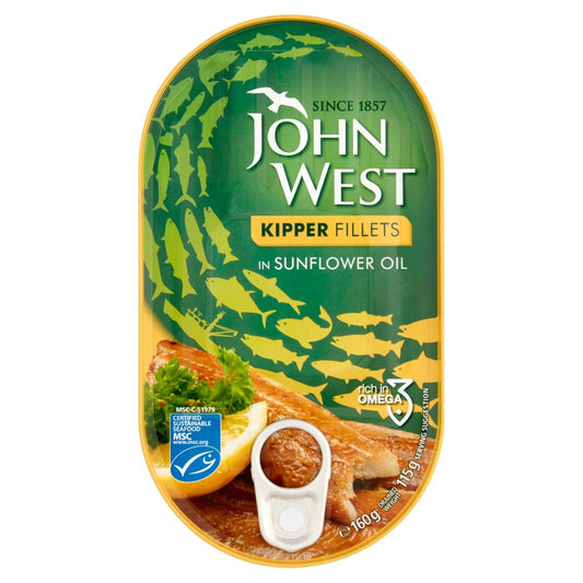 MASJohn West Kipper Fillets in Sunflower Oil 160g-Food