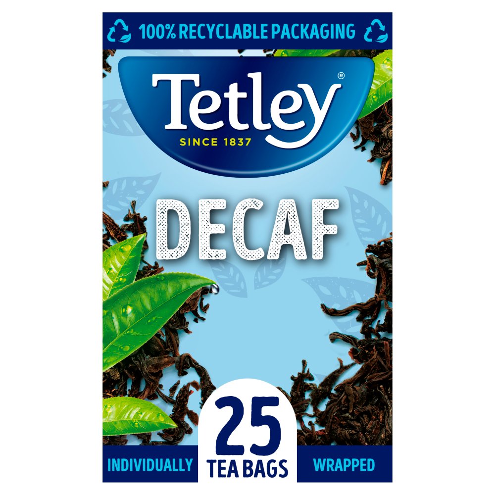 Tetley Decaf 25 Compostable Tea Bags 50g-Food