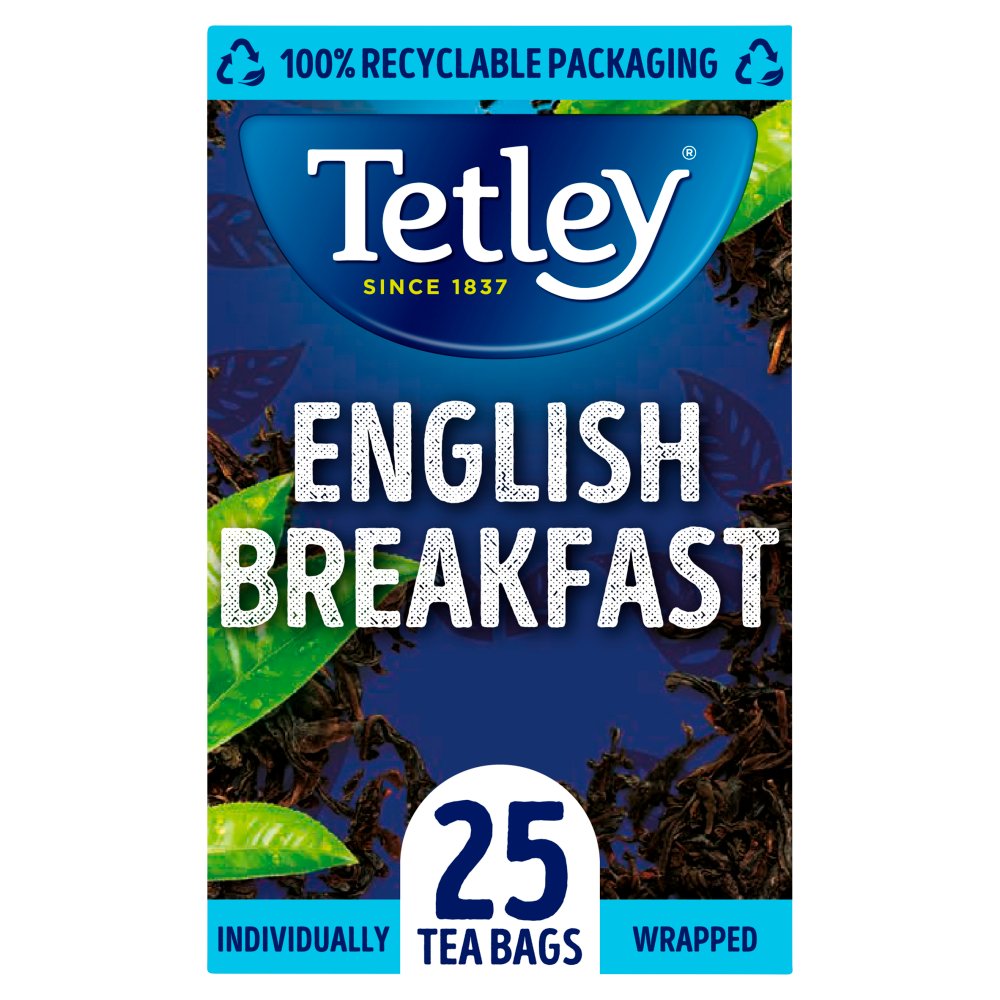 Tetley English Breakfast Tea Bags x25 50g-Food