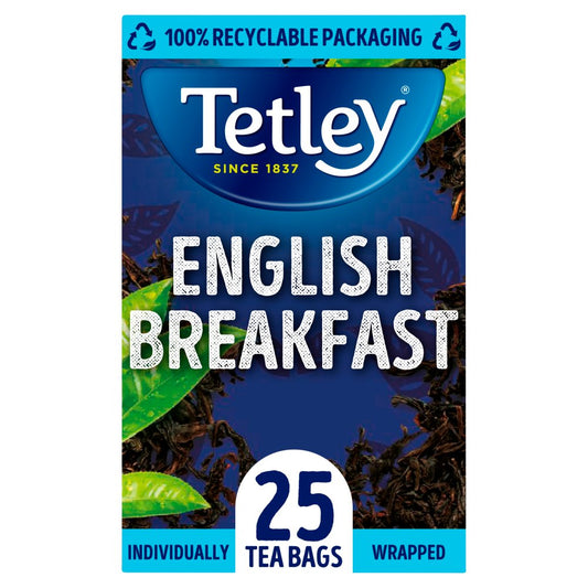 Tetley English Breakfast Tea Bags x25 50g-Food