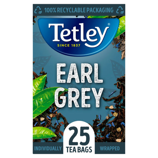 Tetley Earl Grey 25 Compostable Tea Bags 50g-Food