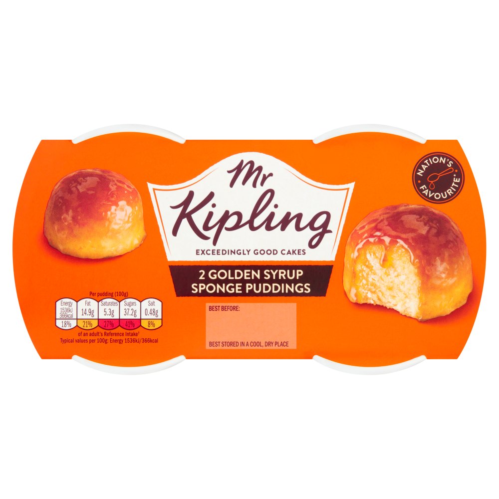 MASMr Kipling Golden Syrup Sponge Puddings 2 x 95g-Food