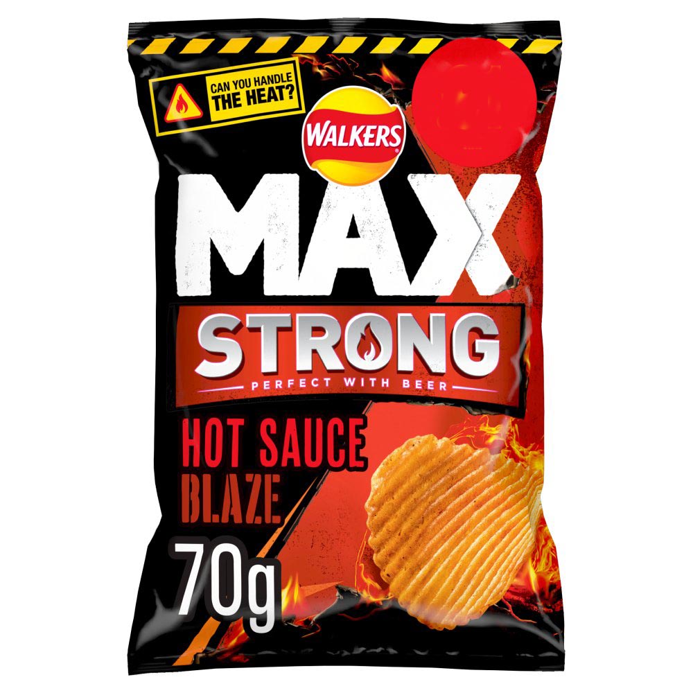 Walkers Max Strong Hot Sauce Blaze Crisps 70g-Food