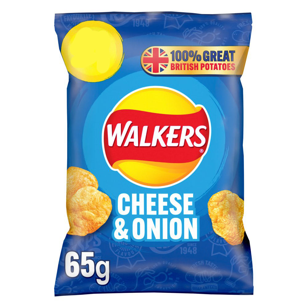 Walkers Cheese & Onion Crisps 65g-Food